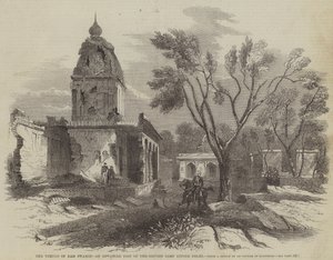 Der Tempel von Ram Swamee, ein vorgeschobener Posten des britischen Lagers vor Delhi (Stich) von English School