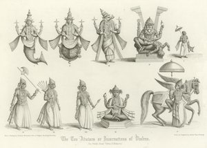 Die zehn Avatare oder Inkarnationen von Vishnu von English School