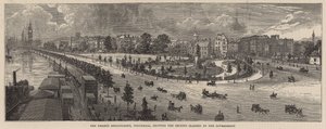 Der Themse-Uferdamm, Whitehall, zeigt das vom Staat beanspruchte Land von English School