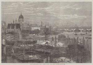 Die Thames Embankment Arbeiten, gesehen vom King