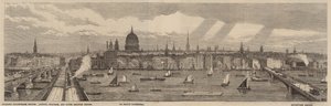 Die Themse-Uferpromenade auf der Nordseite der Themse vom Palace of Westminster bis zur Blackfriars Bridge von English School