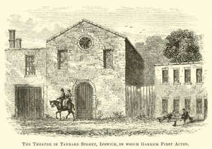 Das Theater in der Tankard Street, Ipswich, in dem Garrick erstmals auftrat von English School