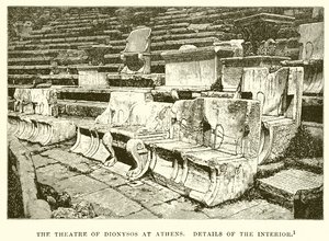 Das Theater des Dionysos in Athen (Details des Innenraums) von English School