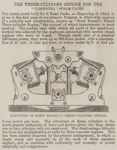 Der Dreizylinder-Motor für die "Cleopatra" Dampfyacht (Gravur) von English School