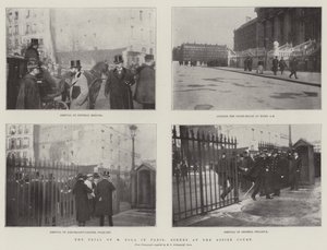 Der Prozess gegen M. Zola in Paris, Szenen am Assisengericht (Stich) von English School