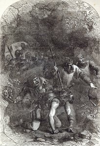 Die Truppen von Lord Montacute im unterirdischen Gang, Illustration aus 