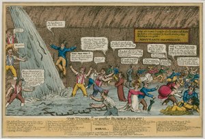 Der Tunnel, oder, Eine weitere Blase geplatzt; Karikatur von English School