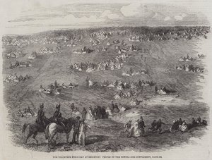 Der Freiwilligen-Feldtag in Brighton, Menschen auf den Downs von English School