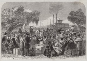 Der Krieg in Amerika, Ankunft eines Bundesdampfers mit einer Waffenstillstandsflagge in Madisonville, Lake Portchartrain von English School