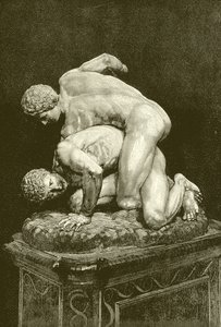 Die Ringer. Marmorgruppe in der Uffizien-Galerie in Florenz (Gravur)