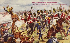 Der Vormarsch der Sherwood Foresters in der Schlacht von Salamanca, Spanien, Halbinselkrieg, 1812 von English School