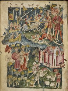Die Ankunft von Brutus in England, die Tötung von Riesen und der Bau einer Stadt, möglicherweise London
