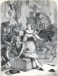 Die Ermordung von Gustav III. durch Jackob Johan Anckarström auf einem Maskenball, Stockholm, Schweden, 1792 (Gravur)