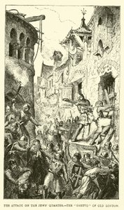 Der Angriff auf das Judenviertel, das Ghetto des alten London von English School