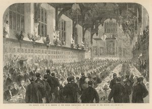 Das Bankett zu Ehren von M. Berryer in der Middle Temple Hall von English School