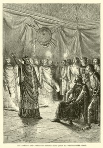 Die Barone und Prälaten vor König Johann in der Westminster Hall von English School