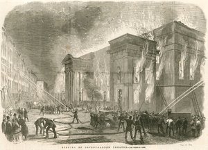 Der Brand des Covent Garden Theatre, London, am Morgen des 5. März 1856 von English School