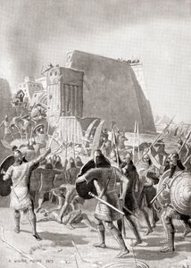Die Eroberung von Memphis, Ägypten durch den assyrischen König Esarhaddon, 671 v. Chr., aus Hutchinson