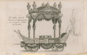 Der Wagen, auf dem die Überreste von Lord Nelson zur St. Pauls Kathedrale gebracht wurden von English School