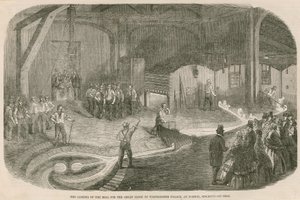 Das Gießen der großen Uhr von Westminster Palace in Norton, Stockton-on-Tees