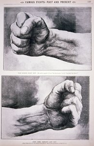 Die geballten Fäuste von Tom Sayers und John Heenan von English School