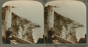 Die Küste von Amalfi und die Bucht von Salerno von einem umgebauten Kloster, stereoskopische Ansicht