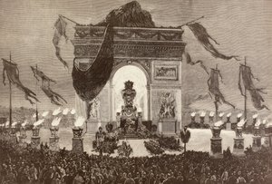 Der Sarg des französischen Schriftstellers Victor Hugo (Lithografie)