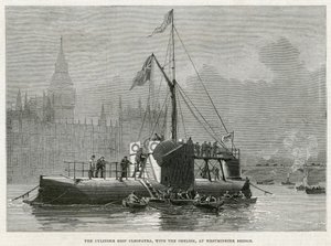 Das Zylinderschiff Cleopatra mit dem Obelisken an der Westminster Bridge von English School