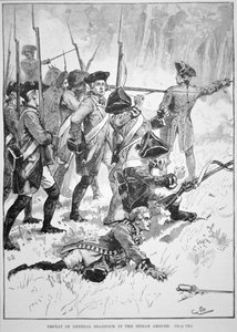 Die Niederlage und der Tod von General Edward Braddock im Indianerhinterhalt