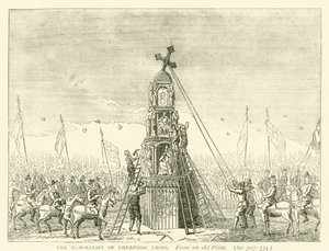 Der Abriss des Cheapside-Kreuzes, nach einem alten Druck von English School