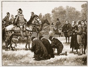 Die dissentierenden Geistlichen überreichen ihre Petition an James, Illustration aus Cassells Illustrierter Geschichte Englands