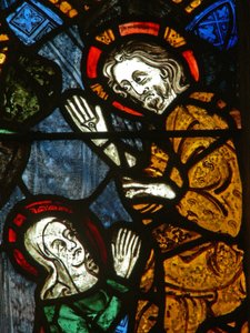 Das Ostfenster mit einer Szene aus dem Leben der heiligen Maria Magdalena - Noli me Tangere? von English School
