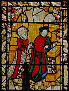 Das Ostfenster, das die Stifter - Ely darstellt