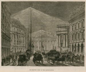 Das elektrische Licht im Mansion House, London von English School