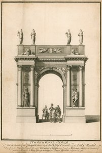 Der Eintritt des Champions, begleitet vom Lord High Constable und dem Earl Marshal, durch den Triumphbogen von English School
