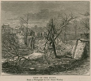 Die Explosion am Regents Canal; Ansicht der Ruinen von English School