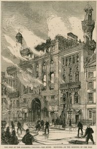 Der Brand im Alhambra Theatre - die Ruinen, skizziert am Morgen des Brandes, 7. Dezember 1882 von English School
