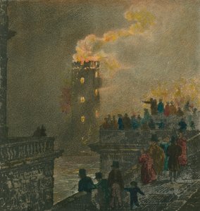 Das Feuer von der Waterloo Bridge am 5. Januar 1826 von English School