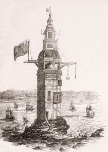 Der erste Leuchtturm auf den Eddystone Rocks, Plymouth, Devon, England