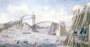 Das Schwimmen des letzten Spannfelds der Royal Albert Bridge, Saltash von English School