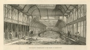 Das schwimmende Schwimmbad in der Themse bei Charing Cross von English School