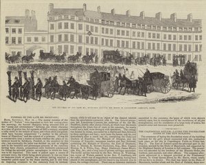 Die Beerdigung des verstorbenen Mr. William Beckford, verlässt sein Haus in Lansdowne Crescent, Bath (Gravur) von English School