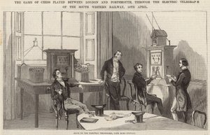 Das Schachspiel zwischen London und Portsmouth, gespielt über den elektrischen Telegrafen von English School