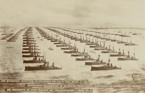 Die größte Versammlung von Kriegsschiffen, die die Welt je gesehen hat (Lithografie) von English School