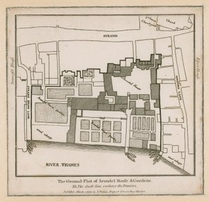 Der Grundriss von Arundel House und Gärten
