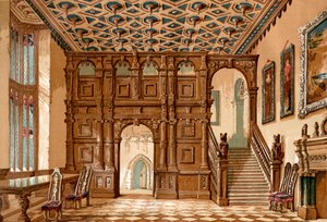 Der Innenraum von Methley Hall, Yorkshire, England vor seinem Abriss 1963, aus Old England: A Pictorial Museum, veröffentlicht 1847 von English School