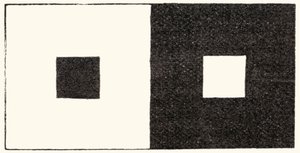 Die Strahlungsillusion der visuellen Wahrnehmung, bei der ein heller Bereich des Gesichtsfeldes größer aussieht als ein ansonsten identischer dunkler Bereich