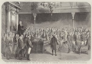 Der verstorbene Herzog von Wellington an der Bar des Unterhauses, vom Sprecher angesprochen von English School