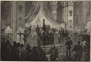 Der verstorbene Kaiser liegt im Staat in der Kirche von St. Peter und St. Paul von English School