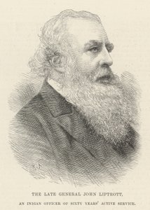 Der verstorbene General John Liptrott, ein indischer Offizier mit sechzig Jahren aktivem Dienst (Gravur) von English School